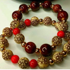 Wood & Glass Men Beaded Bracelet